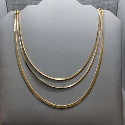 Brand New Brazilian 18k Gold Filled 3pcs Herring Bone Necklace