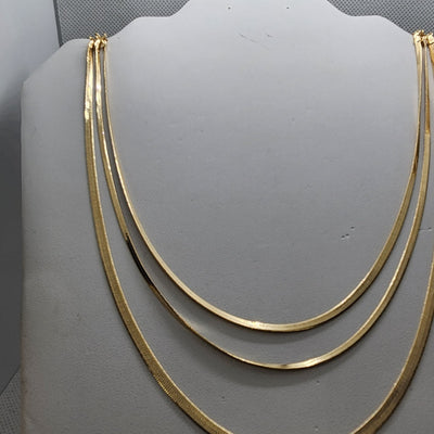 Brand New Brazilian 18k Gold Filled 3pcs Herring Bone Necklace