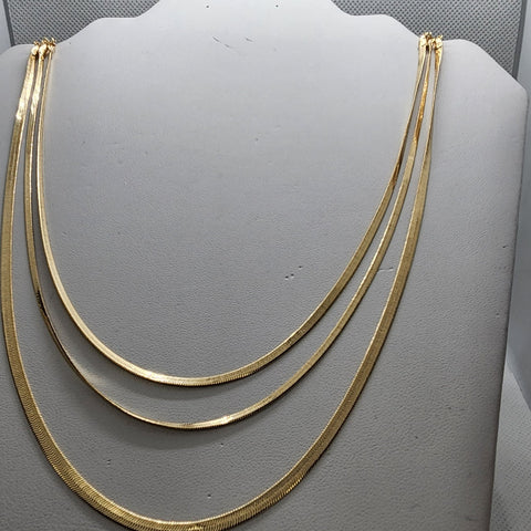 Brand New Brazilian 18k Gold Filled 3pcs Herring Bone Necklace