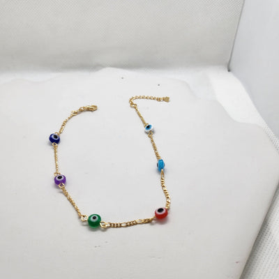 Brand New Brazilian 18k Multi Color Evil Eye Anklet