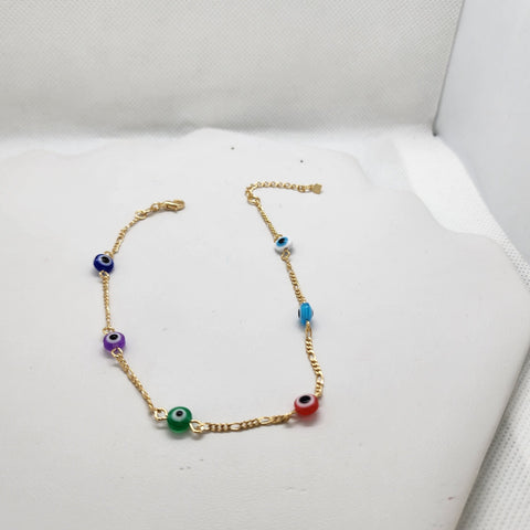 Brand New Brazilian 18k Multi Color Evil Eye Anklet