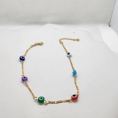 Brand New Brazilian 18k Multi Color Evil Eye Anklet