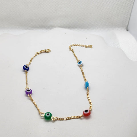 Brand New Brazilian 18k Multi Color Evil Eye Anklet