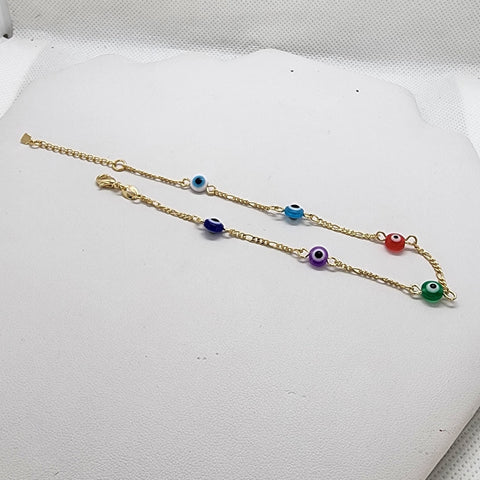 Brand New Brazilian 18k Multi Color Evil Eye Anklet