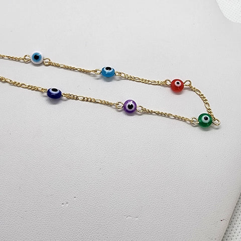 Brand New Brazilian 18k Multi Color Evil Eye Anklet