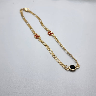 Brand New Brazilian 18k Gold Filled Two Butterfly Black Gemstone Anklet