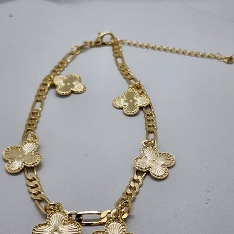 Brand New Brazilian 18k Gold Filled Six Clover Anklet