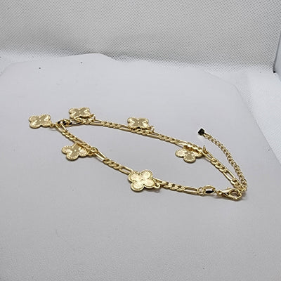 Brand New Brazilian 18k Gold Filled Six Clover Anklet