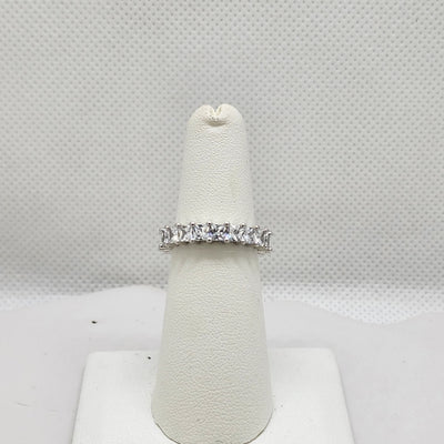 Brand New Sterling Silver 925 Square Gemstone Eternity Ring