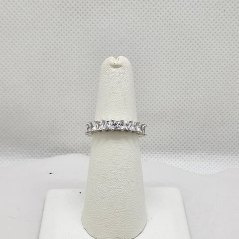 Brand New Sterling Silver 925 Square Gemstone Eternity Ring