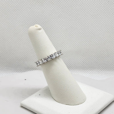 Brand New Sterling Silver 925 Square Gemstone Eternity Ring