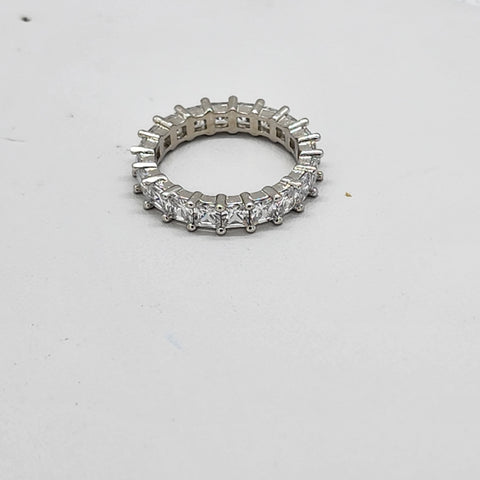 Brand New Sterling Silver 925 Square Gemstone Eternity Ring