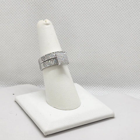 Brand New Sterling Silver 925 2pc Square Cz Stones Ring