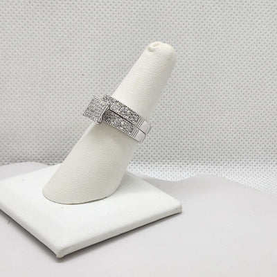 Brand New Sterling Silver 925 2pc Square Cz Stones Ring