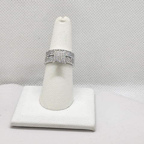 Brand New Sterling Silver 925 2pc Square Cz Stones Ring