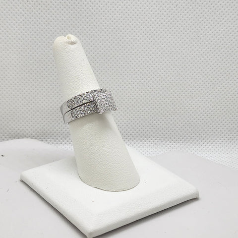 Brand New Sterling Silver 925 2pc Square Cz Stones Ring