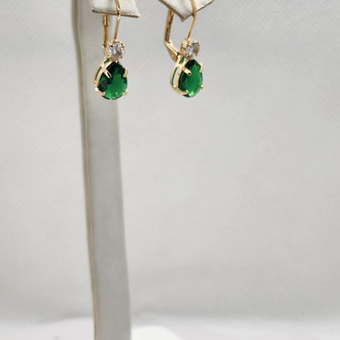 Brand New Brazilian 18k Gold Filled Green Gemstone Earrings