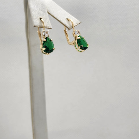 Brand New Brazilian 18k Gold Filled Green Gemstone Earrings