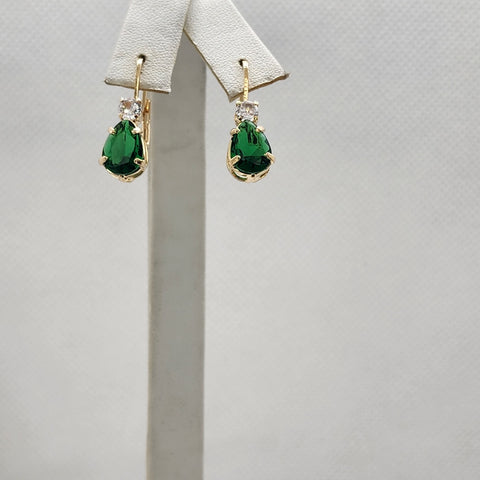 Brand New Brazilian 18k Gold Filled Green Gemstone Earrings