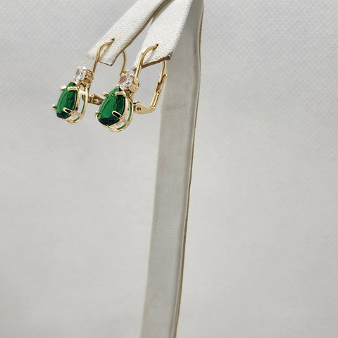 Brand New Brazilian 18k Gold Filled Green Gemstone Earrings