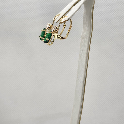 Brand New Brazilian 18k Gold Filled Green Gemstone Earrings