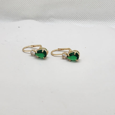 Brand New Brazilian 18k Gold Filled Green Gemstone Earrings