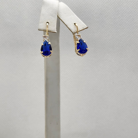 Brand New Brazilian 18k Gold Filled Blue Gemstone Earrings