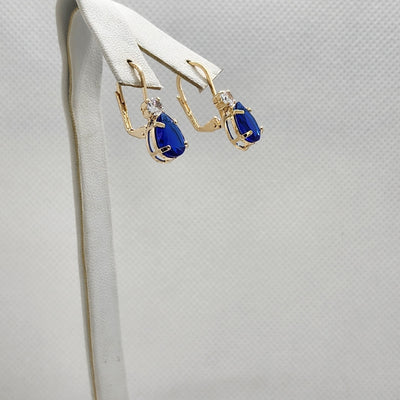 Brand New Brazilian 18k Gold Filled Blue Gemstone Earrings