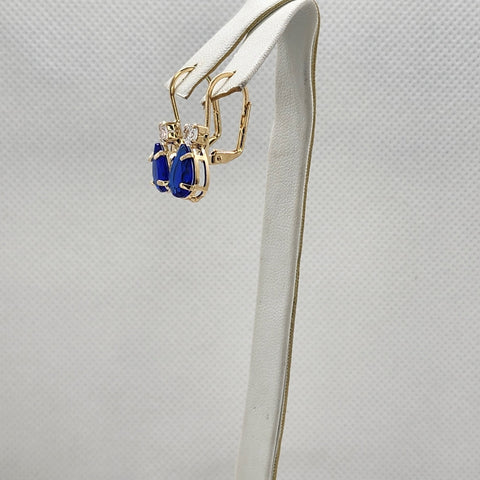 Brand New Brazilian 18k Gold Filled Blue Gemstone Earrings