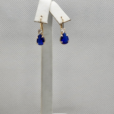 Brand New Brazilian 18k Gold Filled Blue Gemstone Earrings