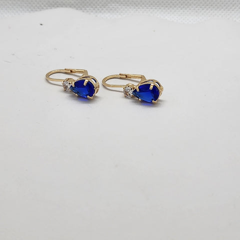 Brand New Brazilian 18k Gold Filled Blue Gemstone Earrings