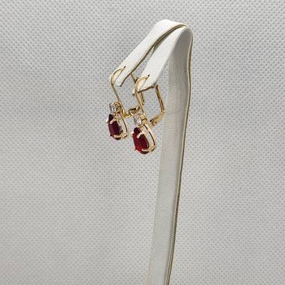 Brand New Brazilian 18k Gold Filled Red Gemstone Earrings