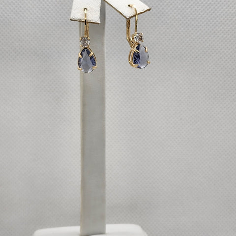 Brand New Brazilian 18k Gold Filled Light Purple Gemstone Earrings