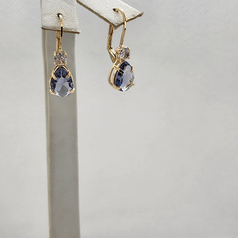 Brand New Brazilian 18k Gold Filled Light Purple Gemstone Earrings