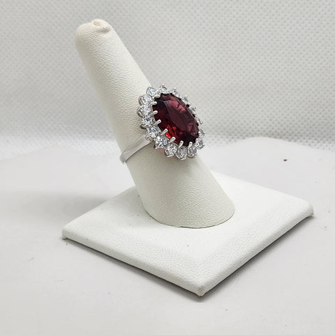 Brand New Sterling Silver 925 Red Gemstones Cz Stones Ring