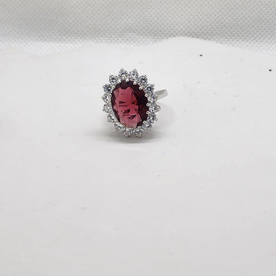 Brand New Sterling Silver 925 Red Gemstones Cz Stones Ring