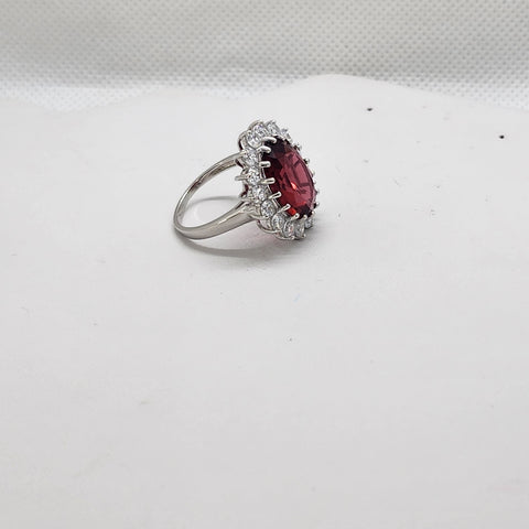 Brand New Sterling Silver 925 Red Gemstones Cz Stones Ring