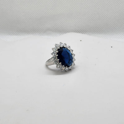 Brand New Sterling Silver 925 Blue Gemstones Cz Stones Ring