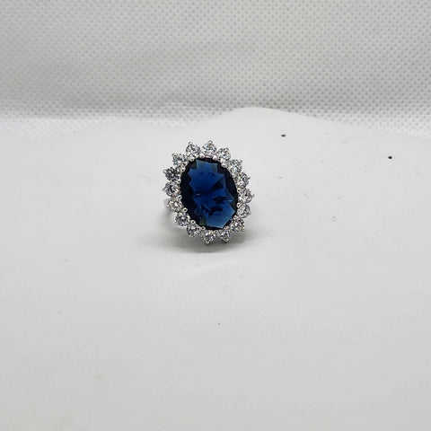 Brand New Sterling Silver 925 Blue Gemstones Cz Stones Ring