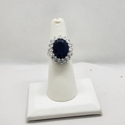 Brand New Sterling Silver 925 Blue Gemstones Cz Stones Ring