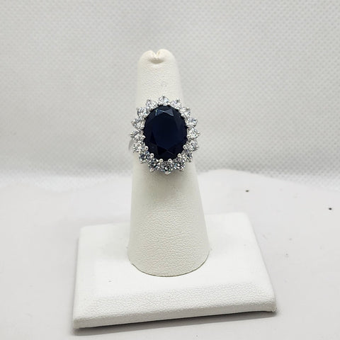 Brand New Sterling Silver 925 Blue Gemstones Cz Stones Ring