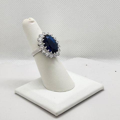 Brand New Sterling Silver 925 Blue Gemstones Cz Stones Ring