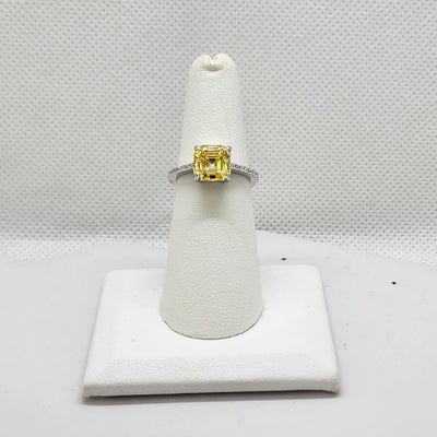 Brand New Sterling Silver 925 Yellow Gemstone Cz Ring