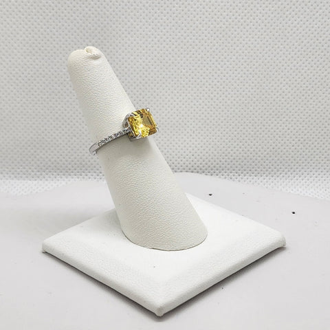 Brand New Sterling Silver 925 Yellow Gemstone Cz Ring