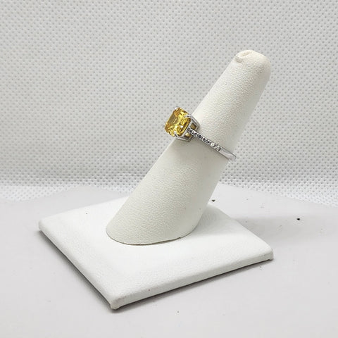 Brand New Sterling Silver 925 Yellow Gemstone Cz Ring