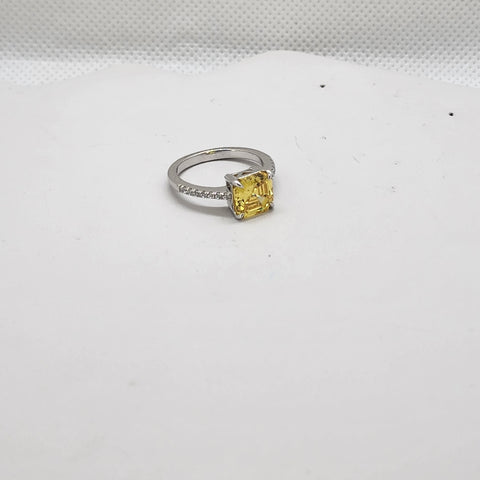 Brand New Sterling Silver 925 Yellow Gemstone Cz Ring