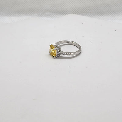 Brand New Sterling Silver 925 Yellow Gemstone Cz Ring