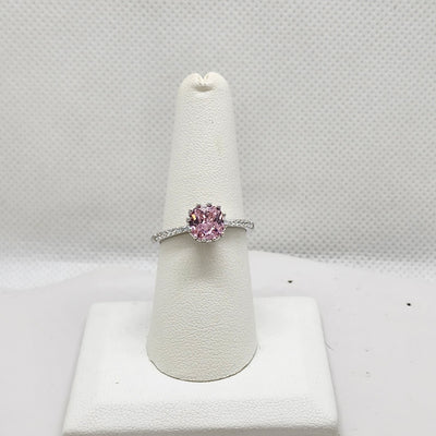 Brand New Sterling Silver 925 Round Pink Gemstone Ring