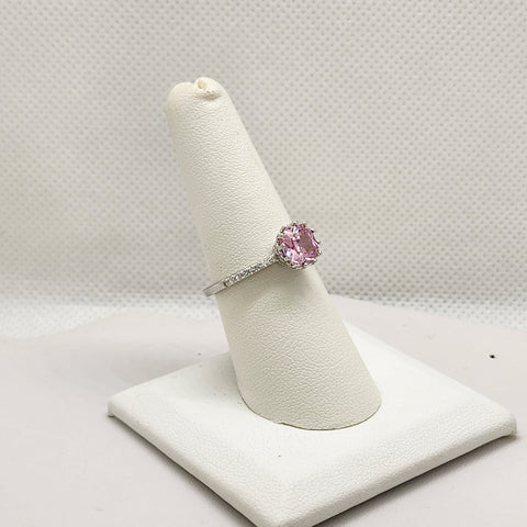 Brand New Sterling Silver 925 Round Pink Gemstone Ring