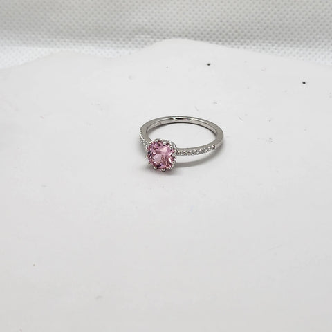 Brand New Sterling Silver 925 Round Pink Gemstone Ring